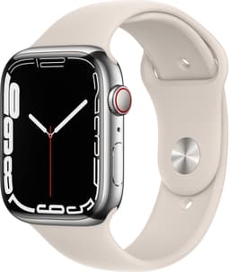 Apple Watch Series 7 45mm GPS+eSIM (sølv stål/ stjernskær sportsrem)