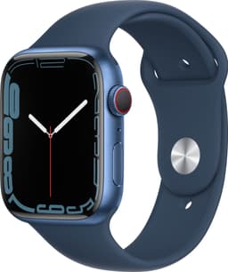 Apple Watch Series 7 45mm GPS+eSIM (blå alu/mørk dybhavsblå sportsrem)