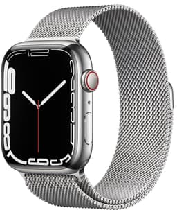 Apple Watch Series 7 45mm GPS+eSIM (sølvfarget stål/sølvfarget Milanese-reim)