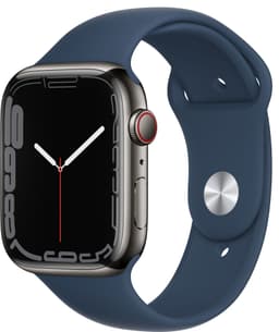 Apple Watch Series 7 45mm GPS+eSIM (grafitgrå stål/ mørk dybhavsblå sportsrem)