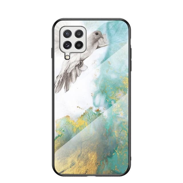 SKALO Samsung A22 4G Marmor Härdat Glas TPU-skal - Motiv 3