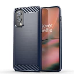 SKALO OnePlus Nord 2 Armor Carbon Iskunkestävä TPU suojakuori - Sininen