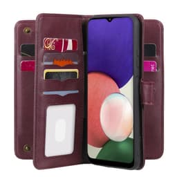 SKALO Samsung A22 5G 10-lokeroa Lompakkokotelo - Viininpunainen