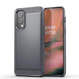 SKALO OnePlus Nord 2 Armor Carbon Iskunkestävä TPU suojakuori - Harmaa