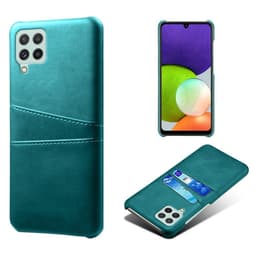 SKALO Samsung A22 4G PU-nahkainen Korttikotelo - Turkoosi