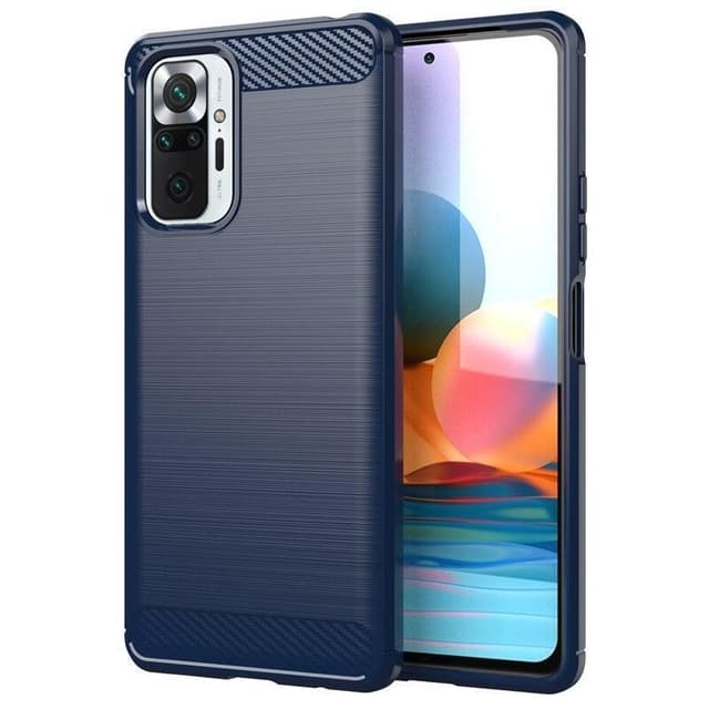 SKALO Xiaomi Redmi Note 10 Pro Armor Carbon Stöttåligt TPU-skal - Blå