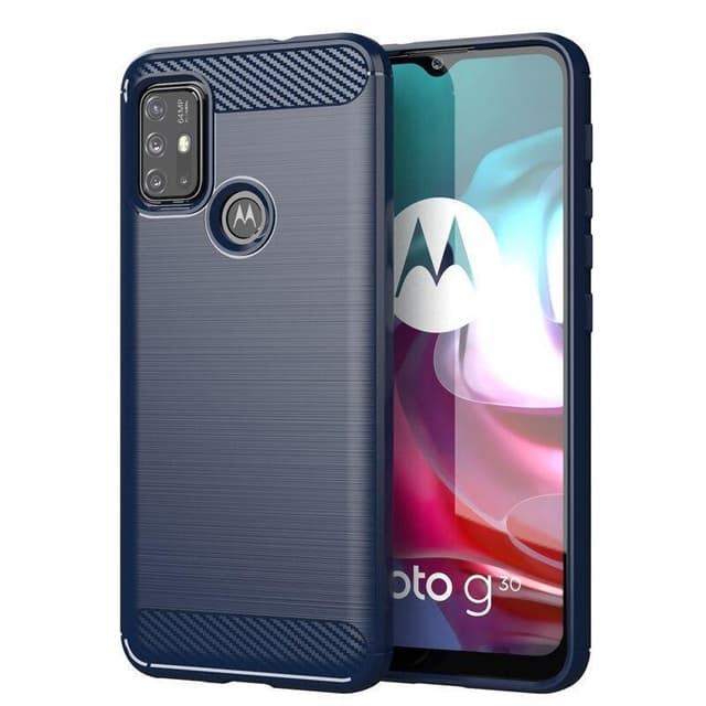 SKALO Moto G30 Armor Carbon Stødsikker TPU-cover - Blå