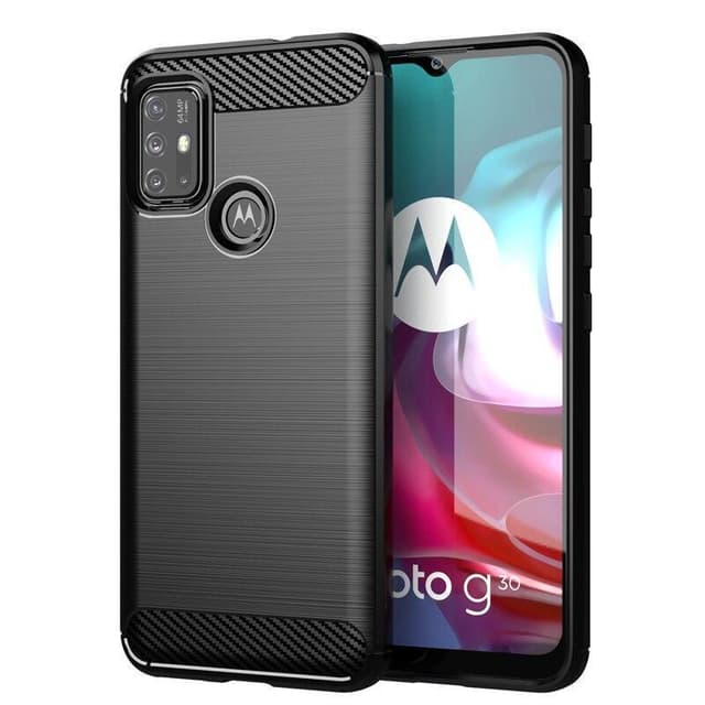 SKALO Moto G30 Armor Carbon Stødsikker TPU-cover - Sort