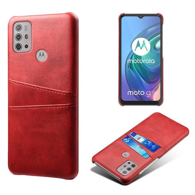 SKALO Moto G20/G30 PU-Läder Korthållare Skal - Röd