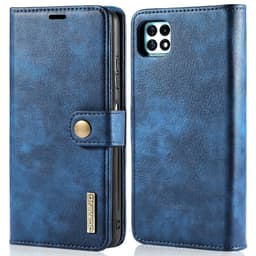 DG MING Samsung A22 5G 2-i-1 Magnet Pungetui - Blå