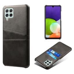 SKALO Samsung A22 4G PU-nahkainen Korttikotelo - Musta