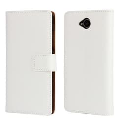 Plånboksfodral Äkta Skinn Microsoft Lumia 650 - Vit
