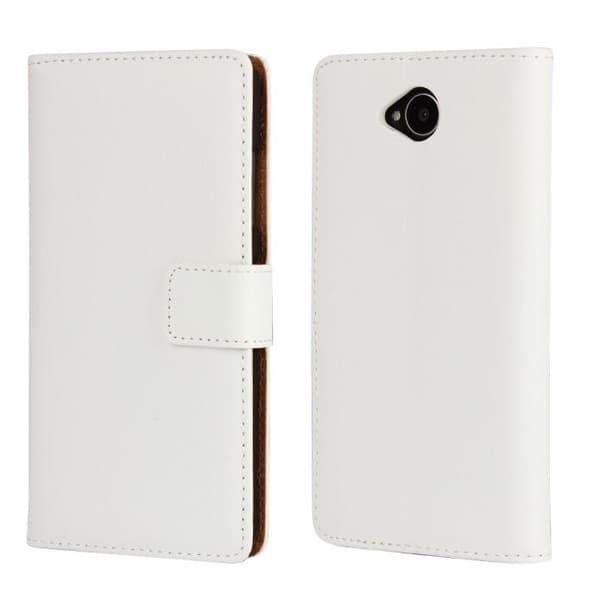Plånboksfodral Äkta Skinn Microsoft Lumia 650 - Vit