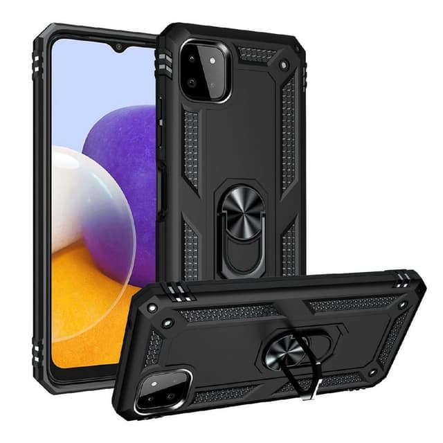 SKALO Samsung A22 5G Armor Hybridi metallirengas kuori - Musta