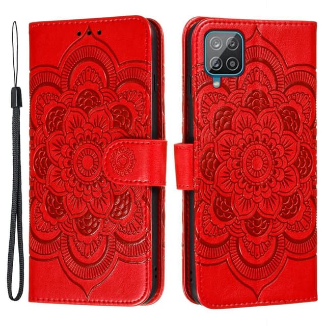 SKALO Samsung A22 4G Mandala Plånboksfodral - Röd