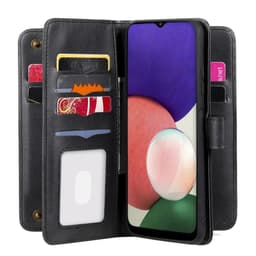 SKALO Samsung A22 5G 10-lokeroa Lompakkokotelo - Musta