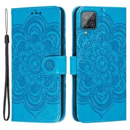 SKALO Samsung A22 4G Mandala lompakkokotelo - Sininen