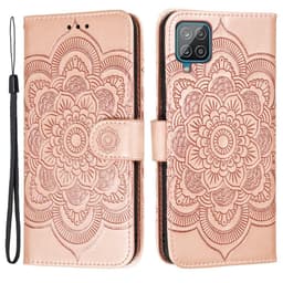 SKALO Samsung A22 4G Mandala lompakkokotelo - Ruusukulta