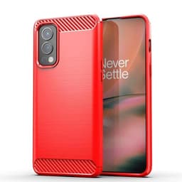 SKALO OnePlus Nord 2 Armor Carbon Stødsikker TPU-cover - Rød