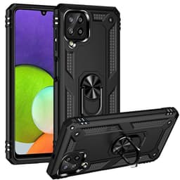 SKALO Samsung A22 4G Armor Hybridi metallirengas kuori - Musta