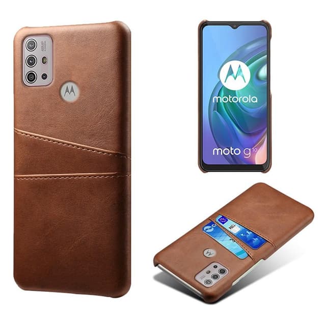 SKALO Moto G20/G30 PU-Läder Korthållare Skal - Brun