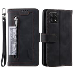 SKALO Samsung A22 5G Big Wallet Mokkanahkainen lompakkokotelo - Musta