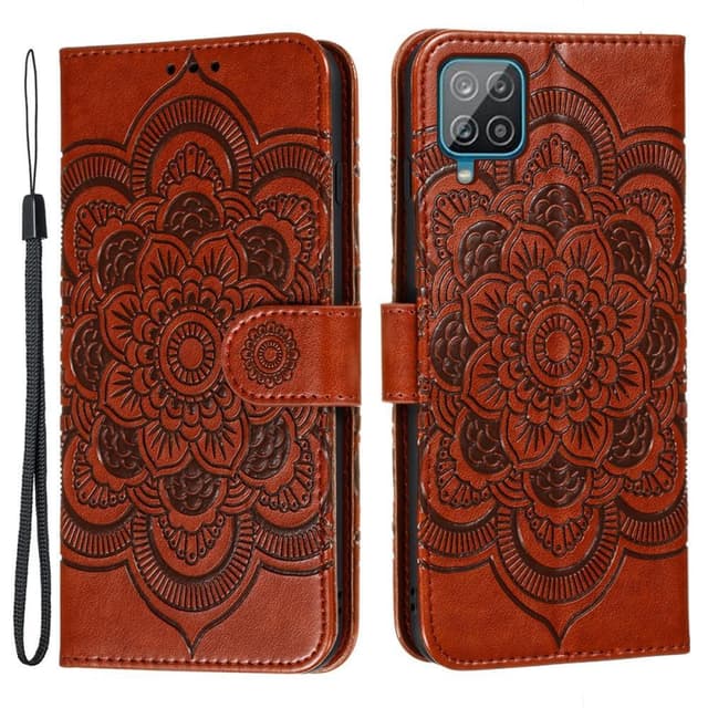 SKALO Samsung A22 4G Mandala Plånboksfodral - Brun
