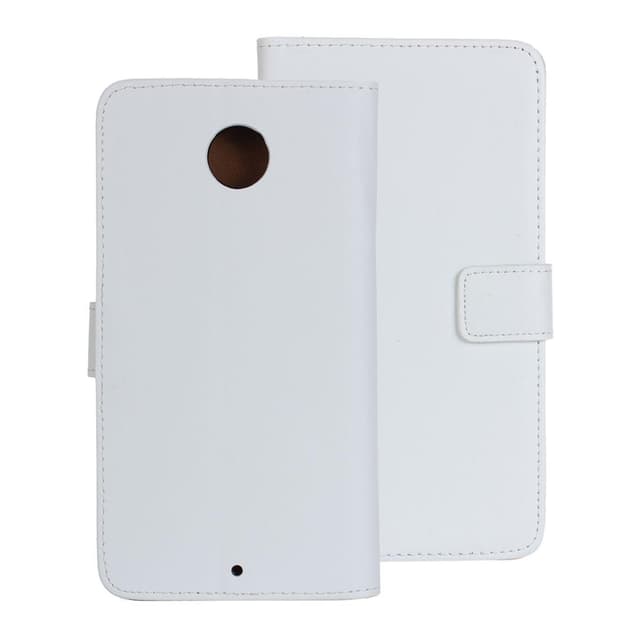Plånboksfodral Äkta Skinn Google Nexus 6 - Vit