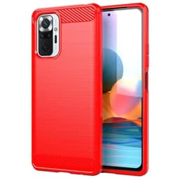 SKALO Xiaomi Redmi Note 10 Pro Armor Carbon Stødsikker TPU-cover - Rød