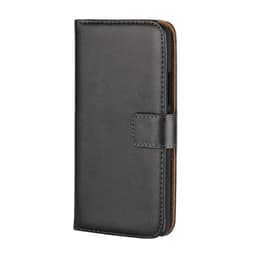 Plånboksfodral Äkta Skinn Moto G5 Plus - Svart