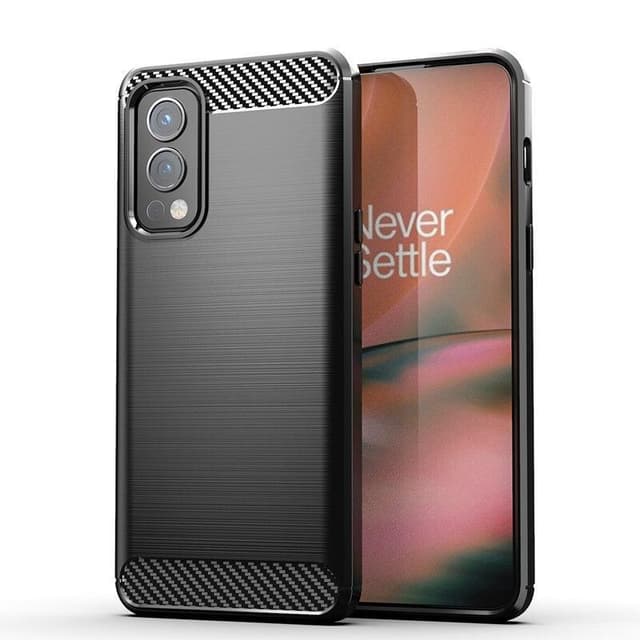 SKALO OnePlus Nord 2 Armor Carbon Iskunkestävä TPU suojakuori - Musta