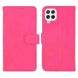 SKALO Samsung A22 4G Matt PU Nahka lompakkokotelo - Pinkki