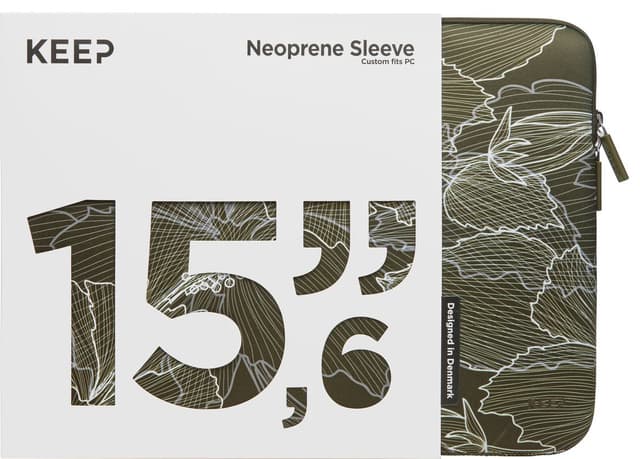 KEEP 15,6" Neoprene suojatasku (Ivy Green Flower)
