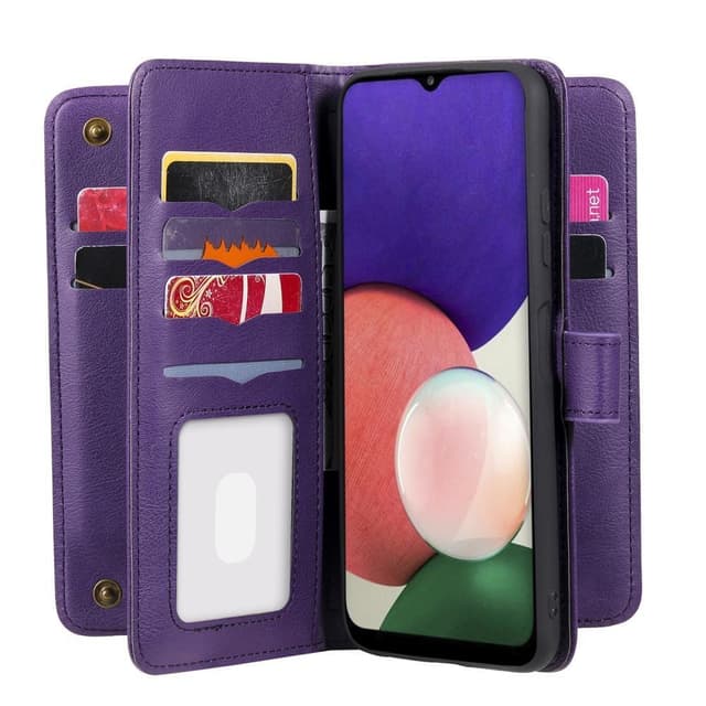 SKALO Samsung A22 5G 10-lokeroa Lompakkokotelo - Violetti