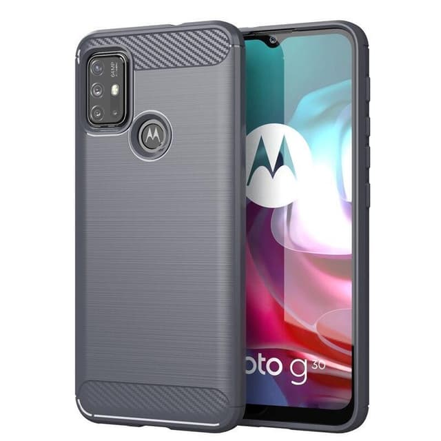 SKALO Moto G30 Armor Carbon Stöttåligt TPU-skal - Grå