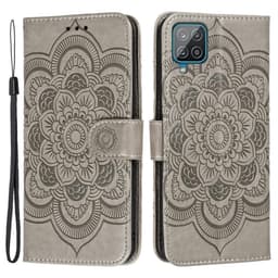 SKALO Samsung A22 4G Mandala lompakkokotelo - Harmaa