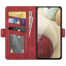 SKALO Samsung A22 5G Premium Wallet Lompakkokotelo - Punainen