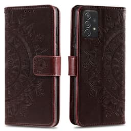 SKALO Samsung A52/A52s Mandala Flip Cover - Mørkebrun