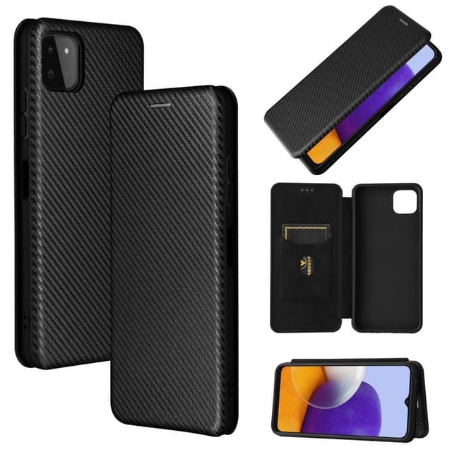 SKALO Samsung A22 5G Carbon Fiber Pungetui - Sort