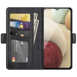 SKALO Samsung A22 5G Premium Wallet Lompakkokotelo - Musta