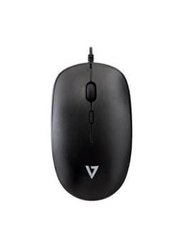 V7 MU200GS, Ambidekstriøs, Optisk, USB Type-A, 1600 DPI, Svart