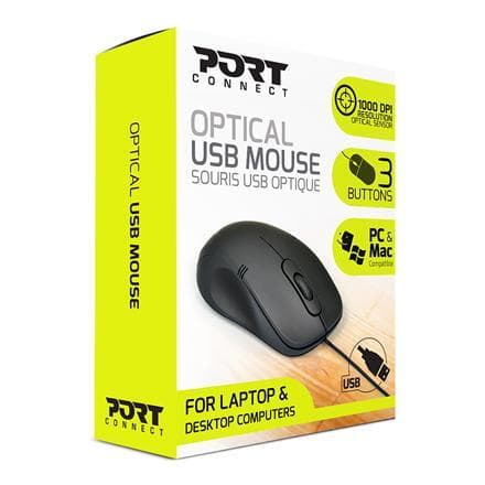 PORT DESIGNS PRO Mouse 900400-P Sort, optisk USB