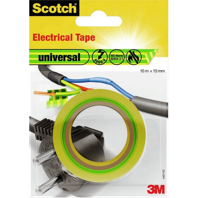 3M universal 4401YG Isoleringstejp Scotch Gul, Grön (L x B) 10 m x 15 mm 1 st