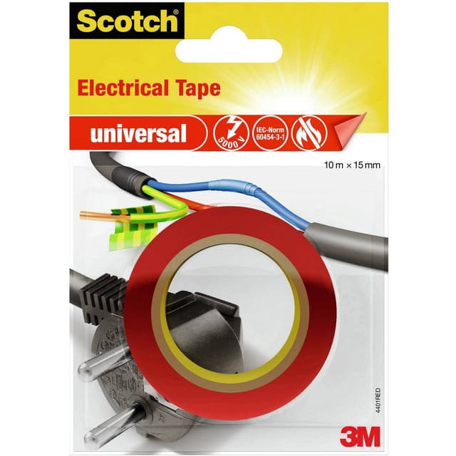 3M universal 4401RED Isoleringstejp Scotch Röd (L x B) 10 m x 15 mm 1 st