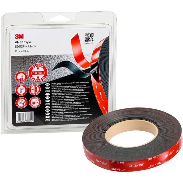 3M 5962F/IPS Tejp Svart (L x B) 8 m x 19 mm 1 st