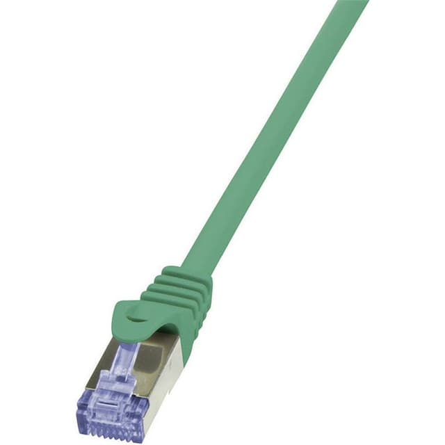 LogiLink CQ3015S RJ45 Nätverkkabel, Patchkabel CAT 6A S/FTP 25.00 cm Grön Flamskyddsmedel, med låsskydd 1 st