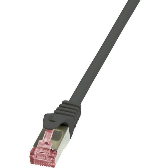 LogiLink CQ2053S RJ45 Nätverkkabel, Patchkabel CAT 6 S/FTP 2.00 m Svart Flamskyddsmedel, med låsskydd 1 st