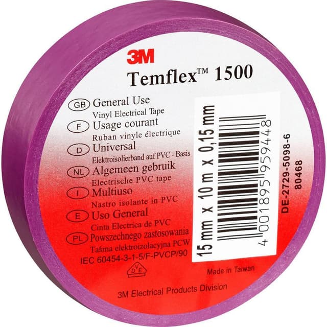 3M TEMFLEX150019X25VI Isoleringstejp Temflex 1500 Violett (L x B) 25 m x 19 mm 1 st