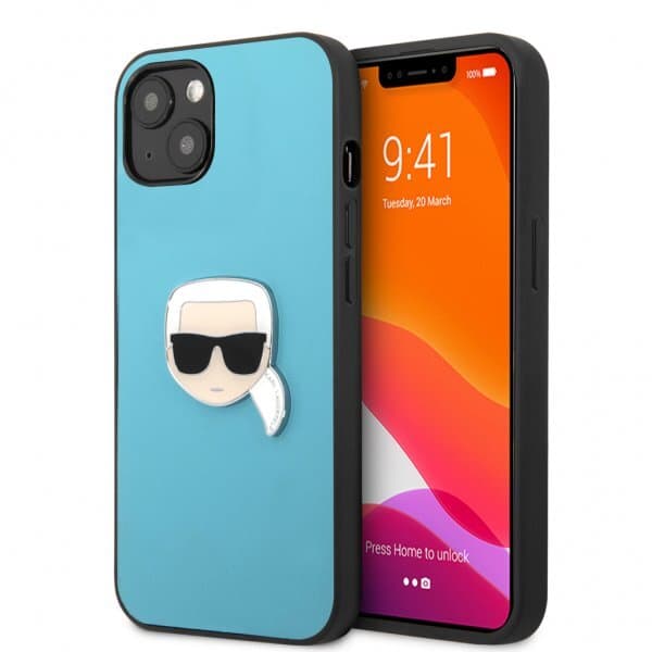 Karl Lagerfeld iPhone 13 Mini Cover Metal Logo Blå