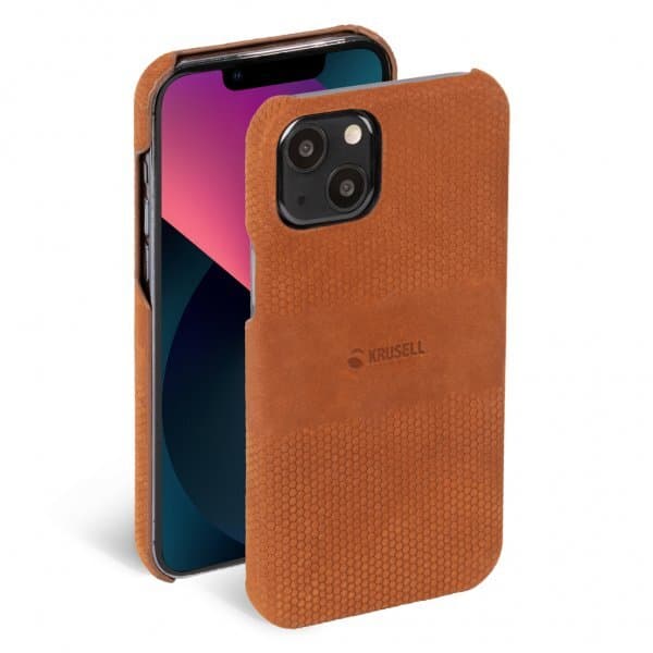 Krusell iPhone 13 Mini Skal Leather Cover Cognac